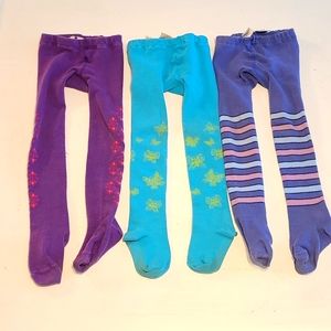 L.L. Bean Playful Tights. Lot of 3 pair. Size 4.